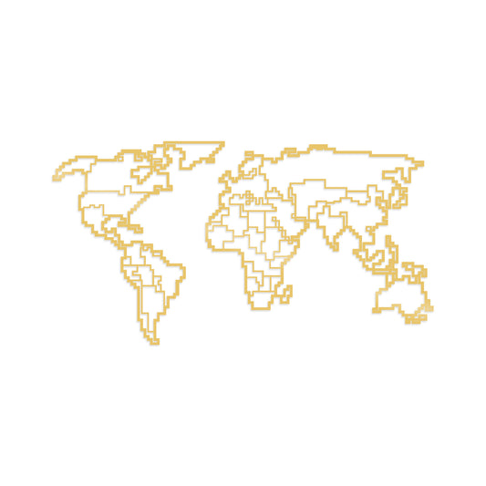 World Map Metal Decor 6 - Gold - Decorative Metal Wall Accessory