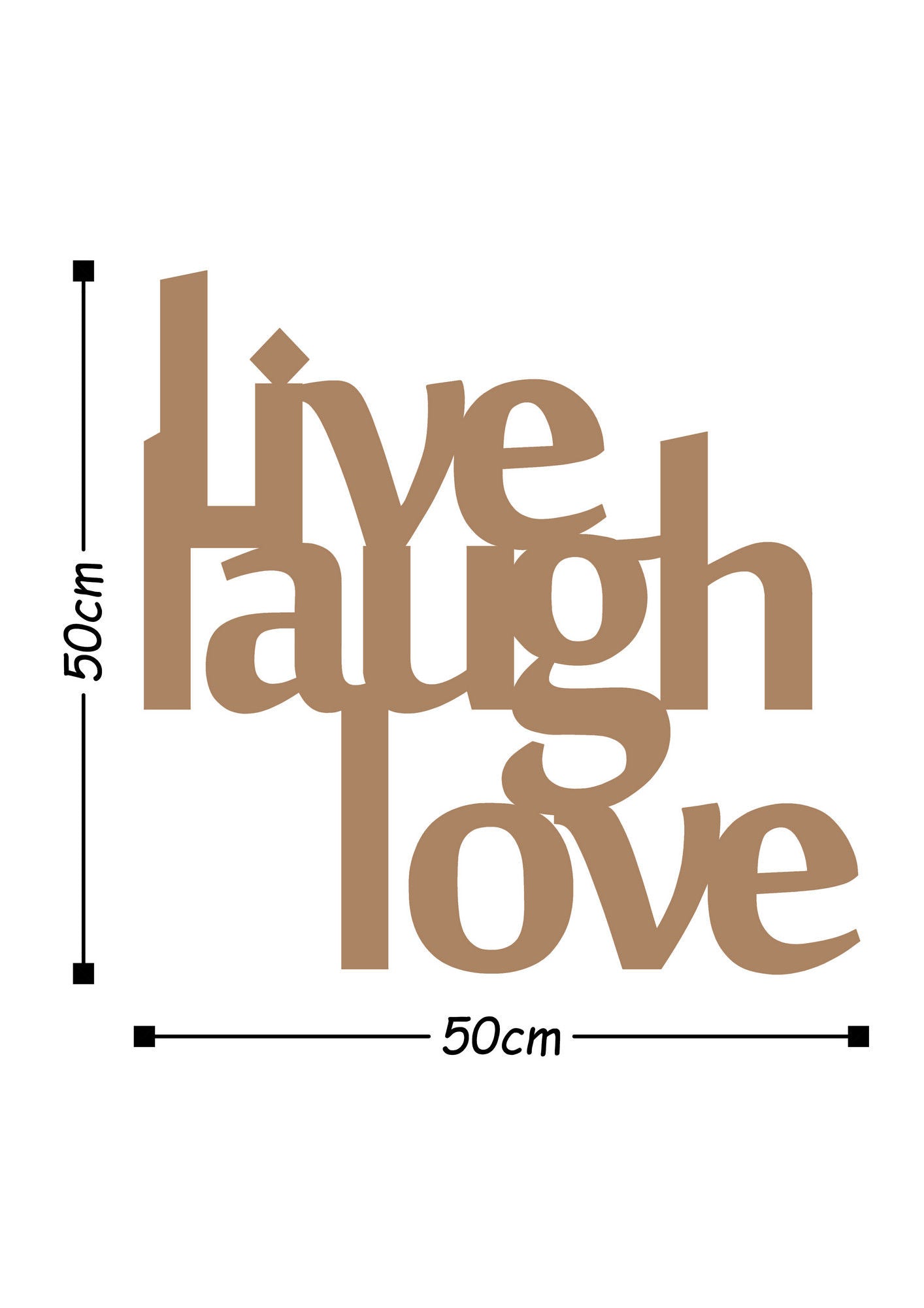 Lıve Laugh Love - Copper - Decorative Metal Wall Accessory