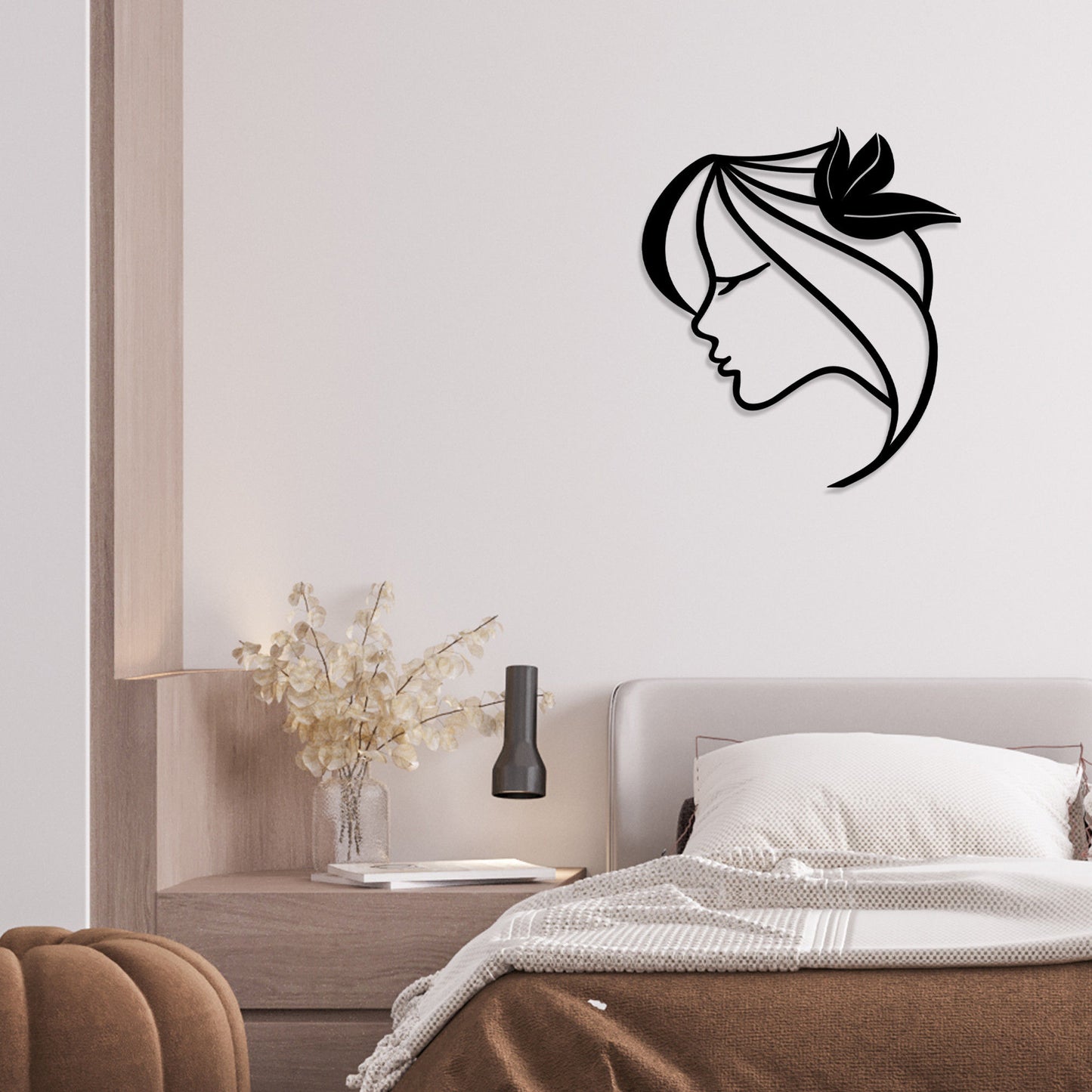 Woman With The Leaf - Decorative Metal Wall Accessory