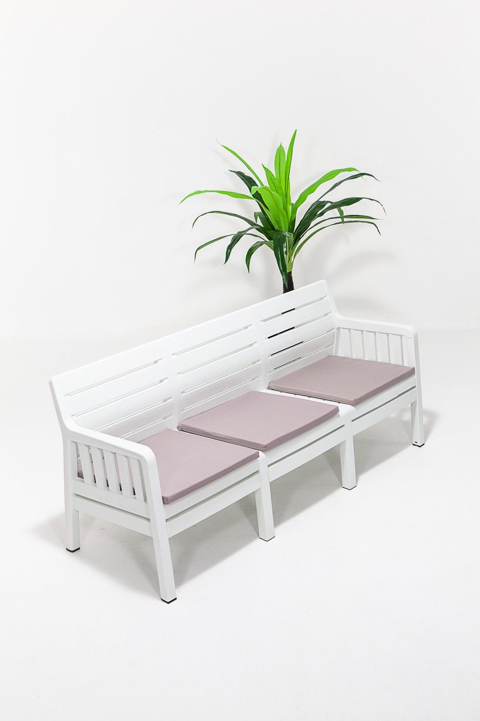 Lara Uclu Koltuk - White - Garden 3-Seat Sofa