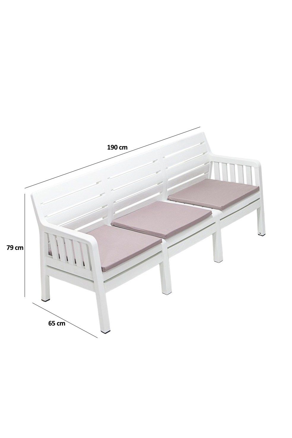 Lara Uclu Koltuk - White - Garden 3-Seat Sofa