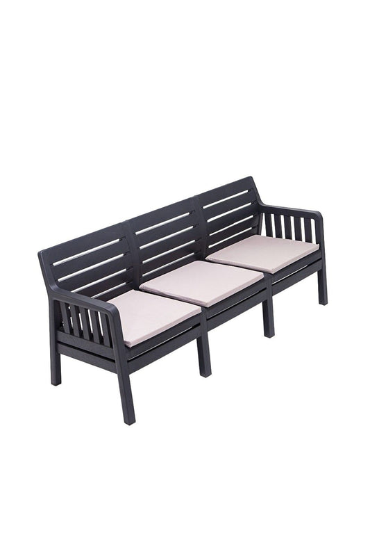 Lara Uclu Koltuk - Anthracite - Garden 3-Seat Sofa