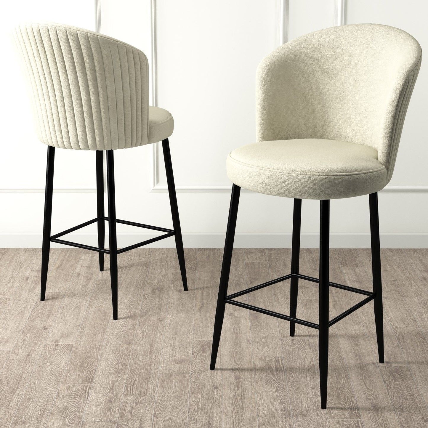 Alte - Cream, Black - Bar Stool Set (2 Pieces)