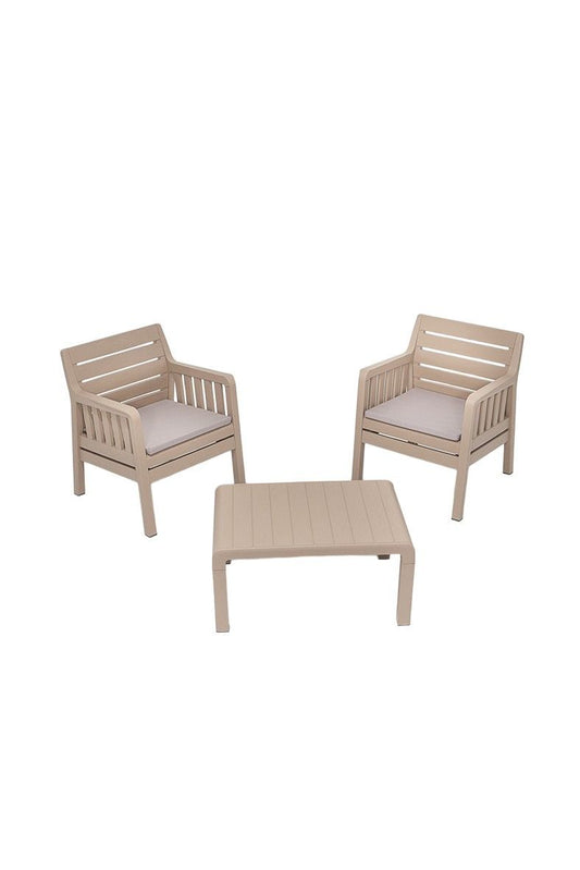 Lara 1+1+S Takim - Cappucino - Garden Lounge Set