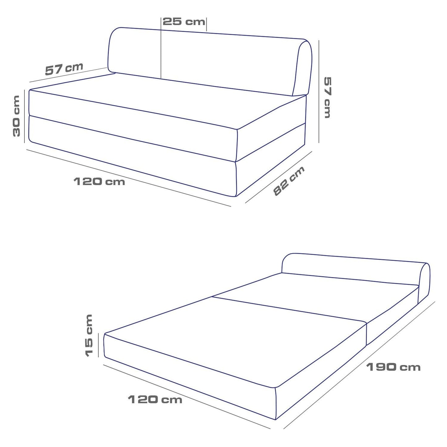 Magic - Anthracite - 2-Seat Sofa-Bed