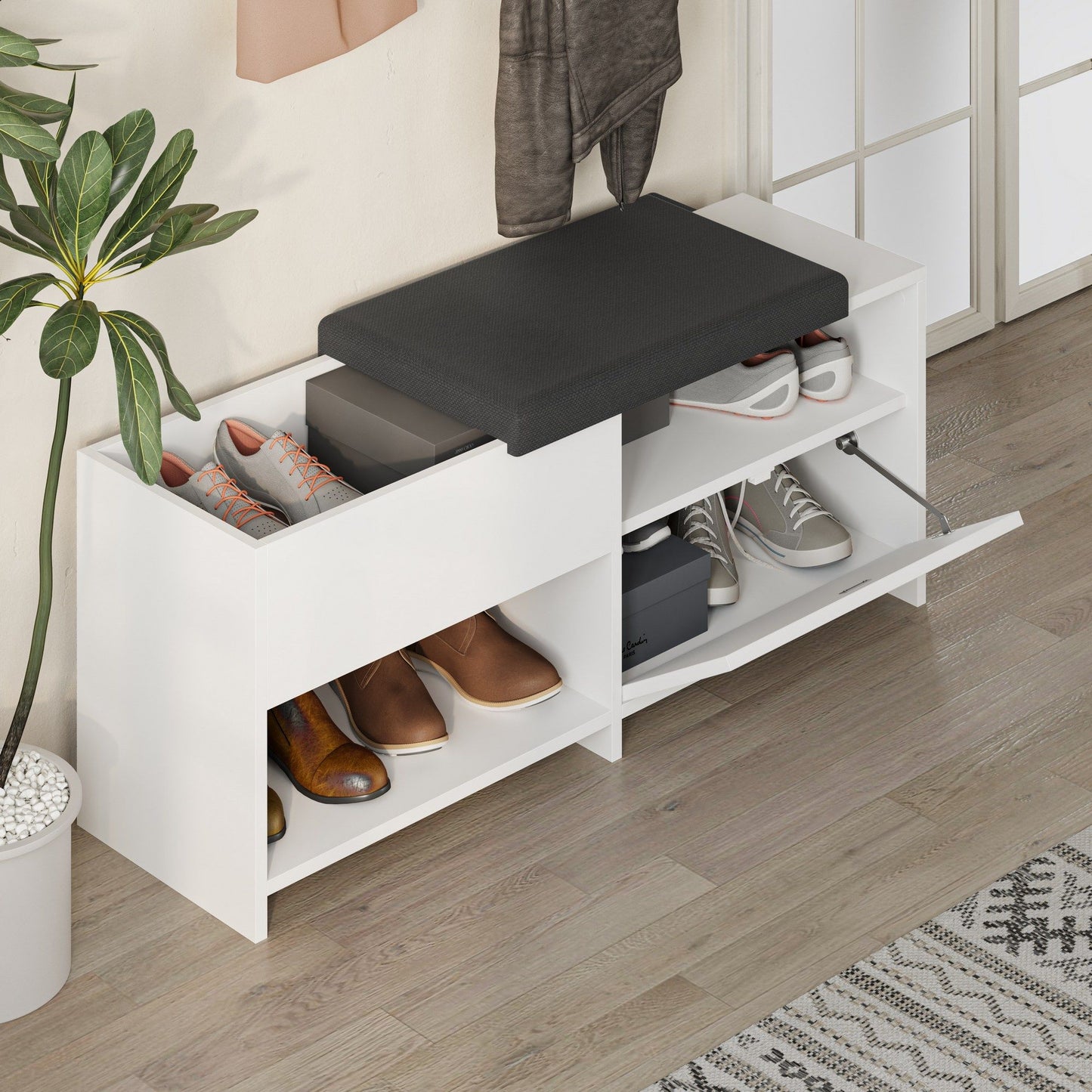 Filux Bench - White - Shoe Cabinet