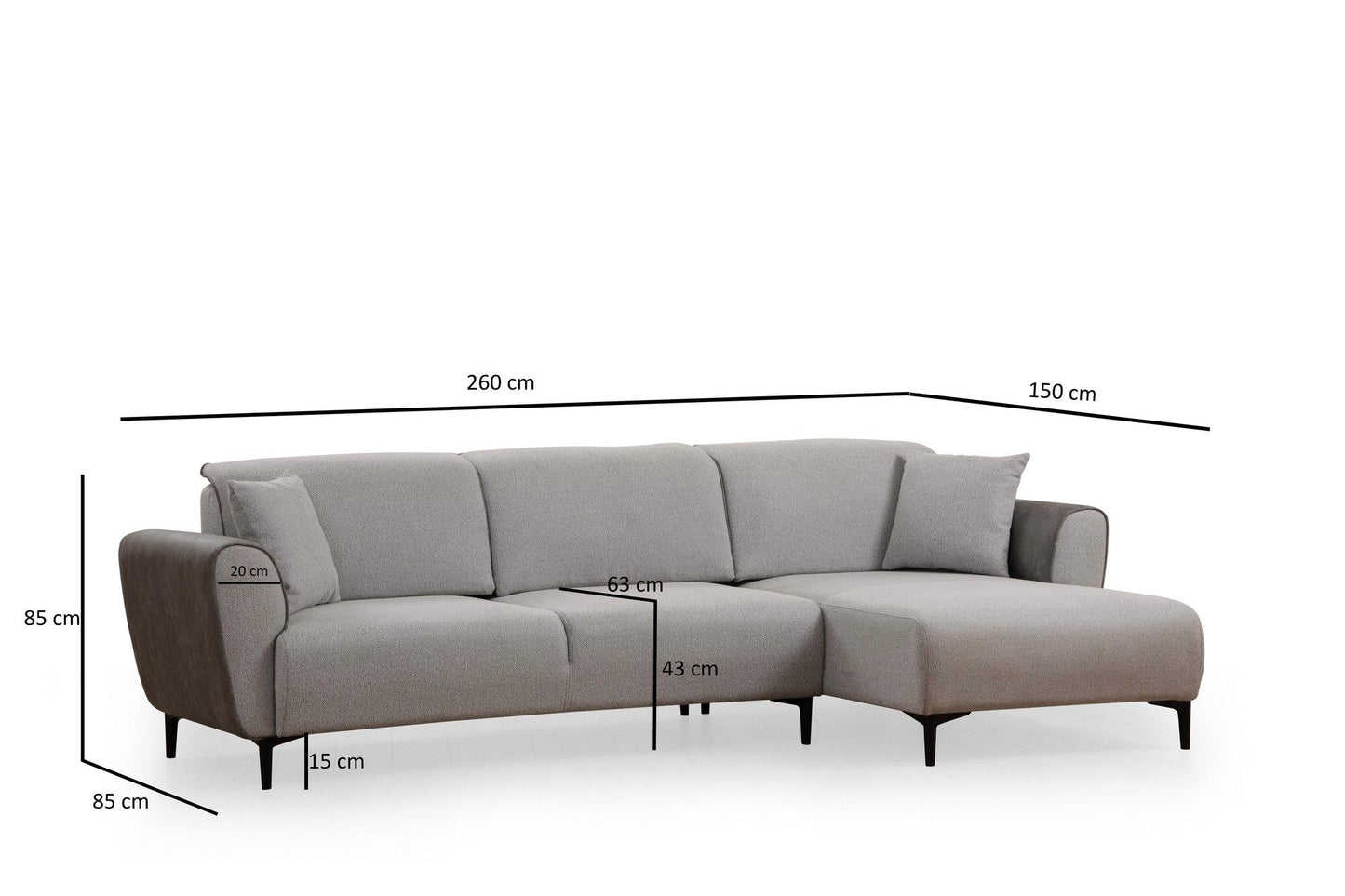 Aren Right - Grey - Corner Sofa-Bed