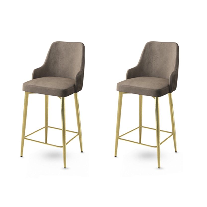 Enox - Cappuccino, Gold - Bar Stool Set (2 Pieces)