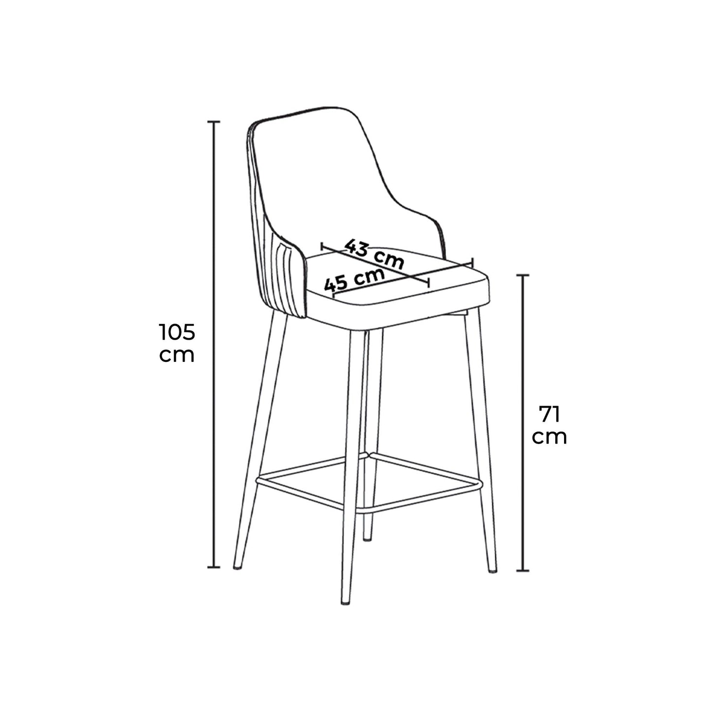 Enox - Cappuccino, Gold - Bar Stool Set (2 Pieces)