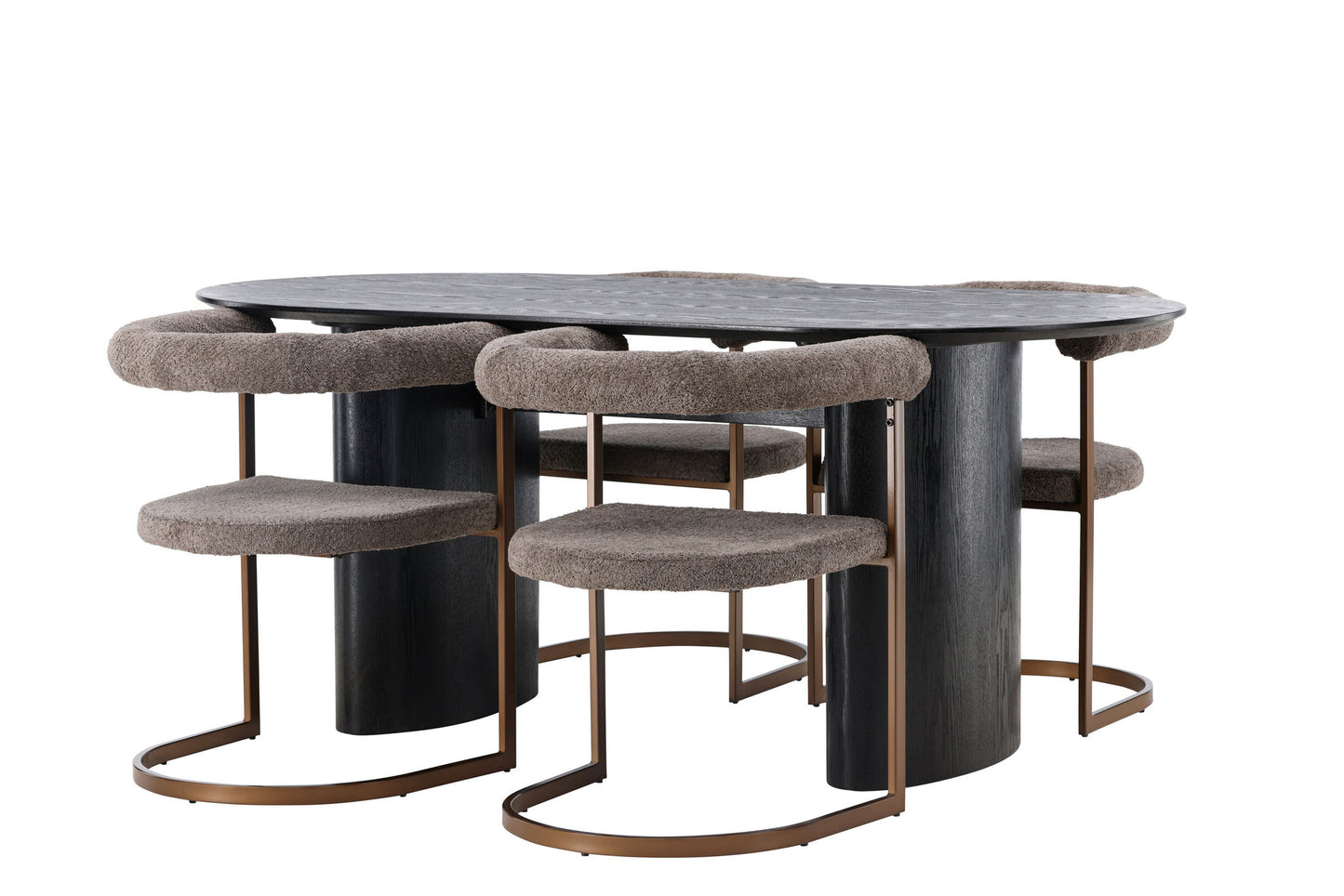 Spisebordssæt - Isolde Dining Table 180*75 - Black / Black MDF +Morning Dining Chair - Black / Black Boucle _4