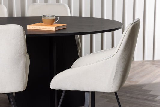 Spisebordssæt - Bootcut Oval Dining Table - Black / Black Fanéer +Rosie Dining Chair - Black / Beige Fabric _6