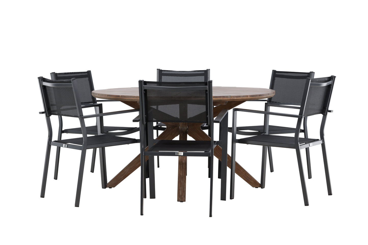 Havemøbler - Rosario Dining Table- Teak Ø140 +Copacabana Stacking Chair - Black/Black - Ersätter 4131-408 _6