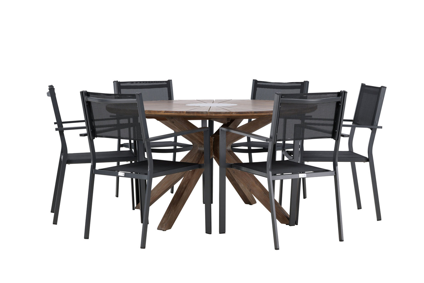 Havemøbler - Rosario Dining Table- Teak Ø140 +Copacabana Stacking Chair - Black/Black - Ersätter 4131-408 _6