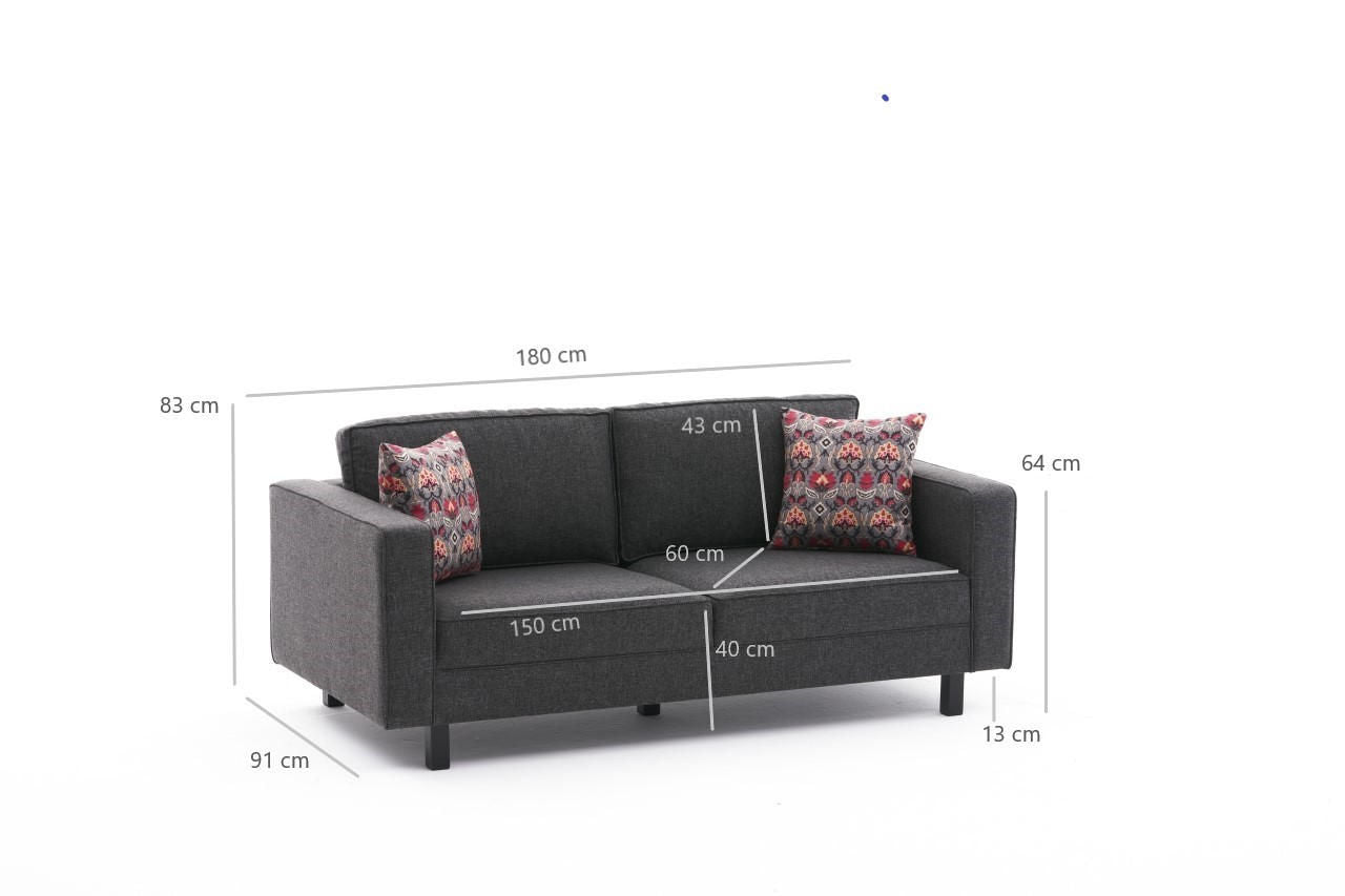 Kale Linen - antracit - 2-sæders sofa / Outlet