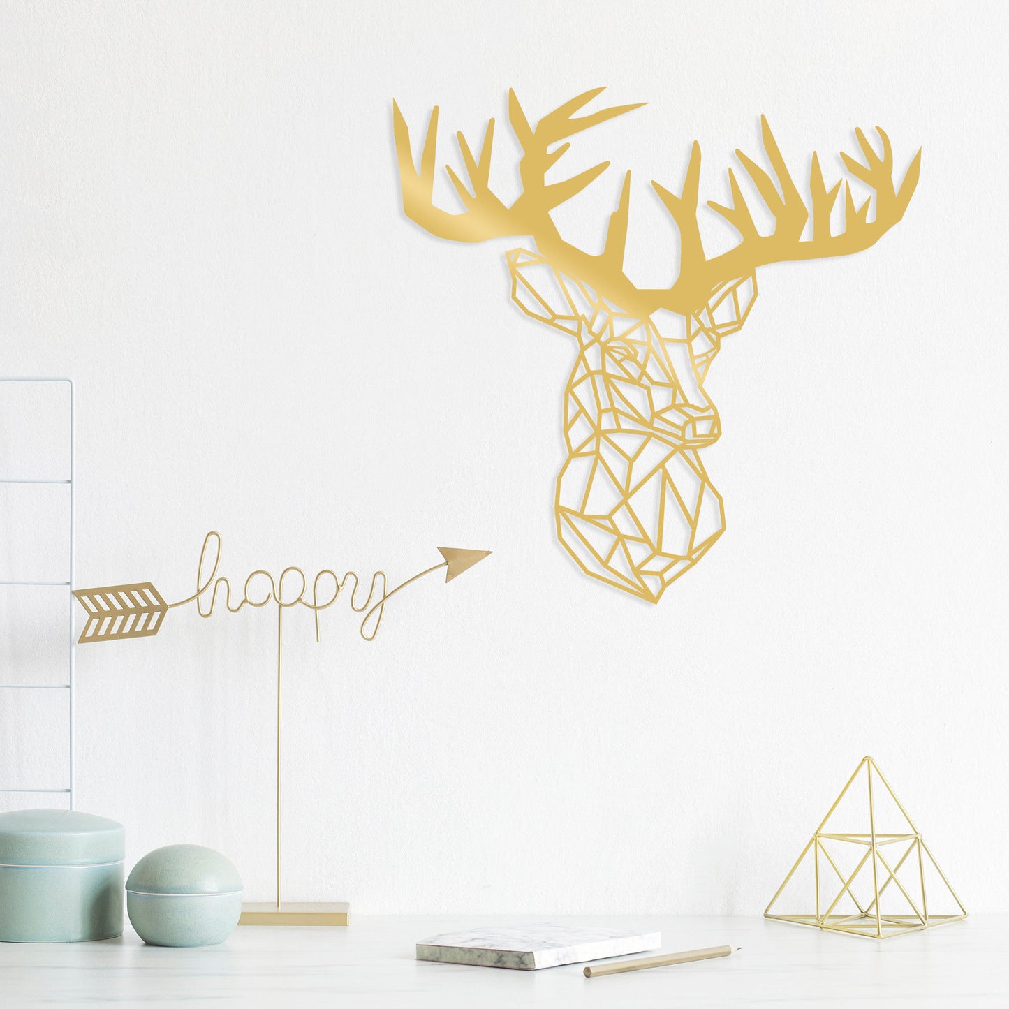 Deer3 - Gold - Decorative Metal Wall Accessory