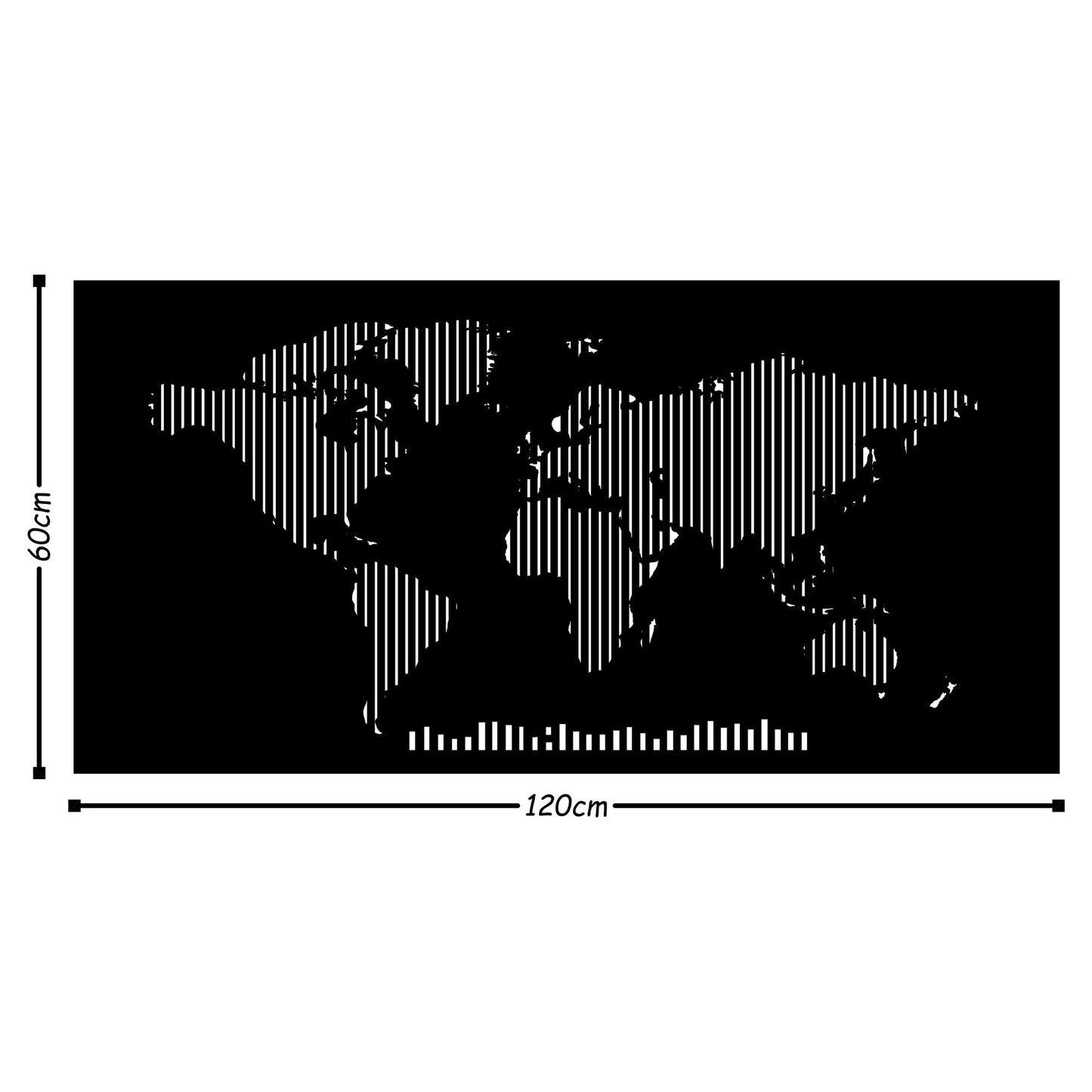 World Map Metal Decor 8 - Black - Decorative Metal Wall Accessory