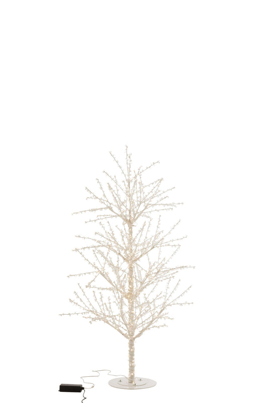 Træ bare+led+perle metal hvid stor