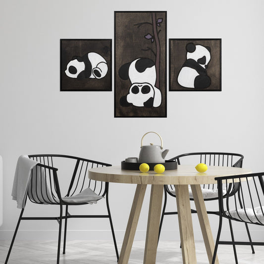 Panda Family - Dekorativt tilbehør til vægge