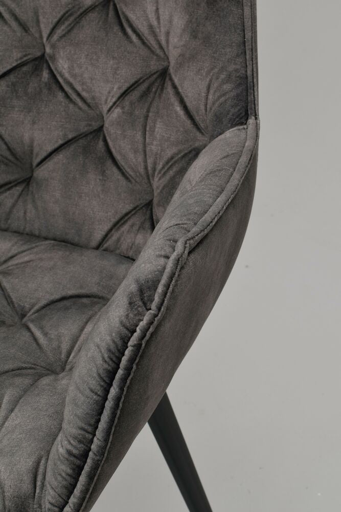 Rowico | Gilroy karmstol grå sammet/svart metall rak Default Title