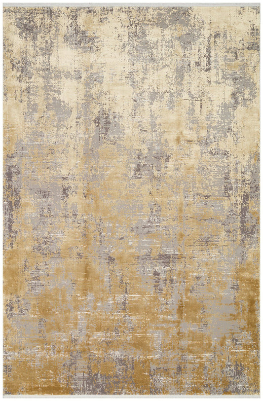Fs 30 - grå, guld - hall tæppe (100 x 300)