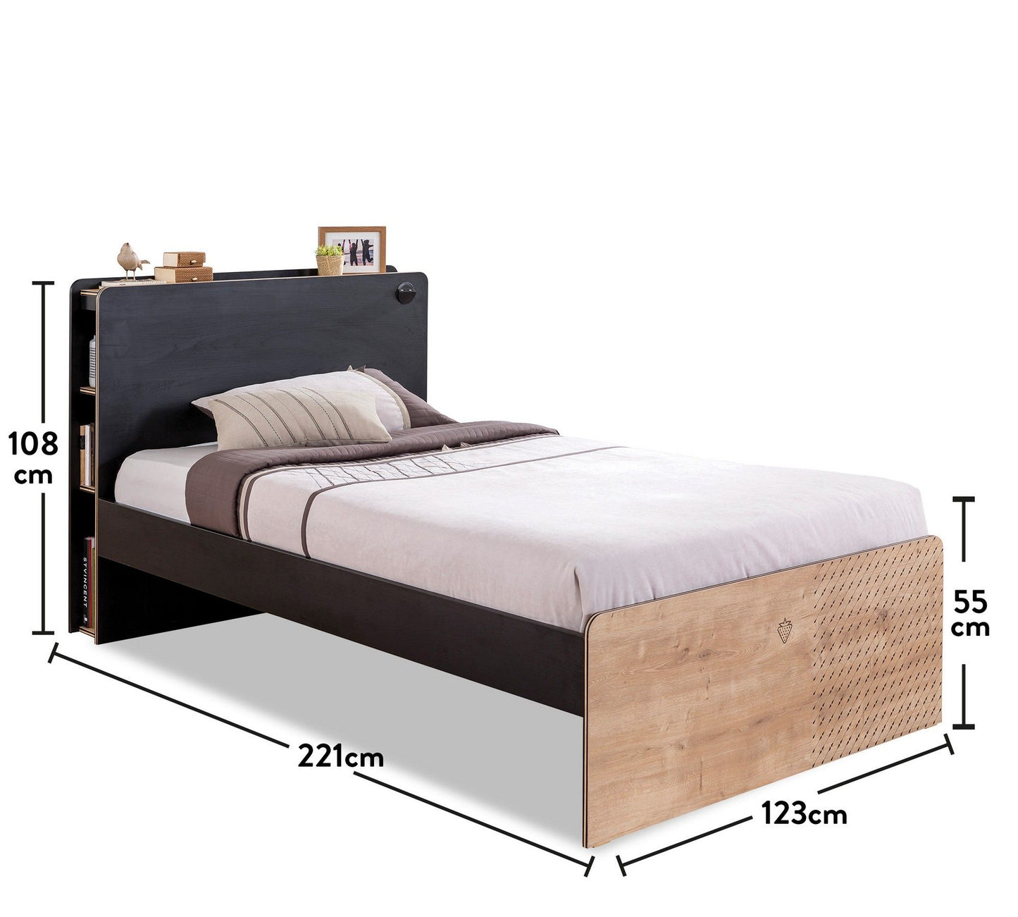 Sort seng (120X200) - Enkeltseng