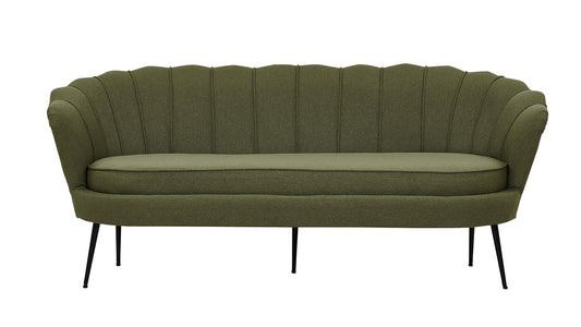 Venture-Design | Calais - Sofa 3 Personen - Staubgrüner Stoff, schwarze Beine