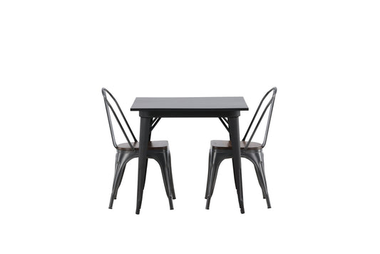 Tempe spisebord - sort / sort MDF +Tempe spisestol - mørkegrå / mørkebrun MDF _2