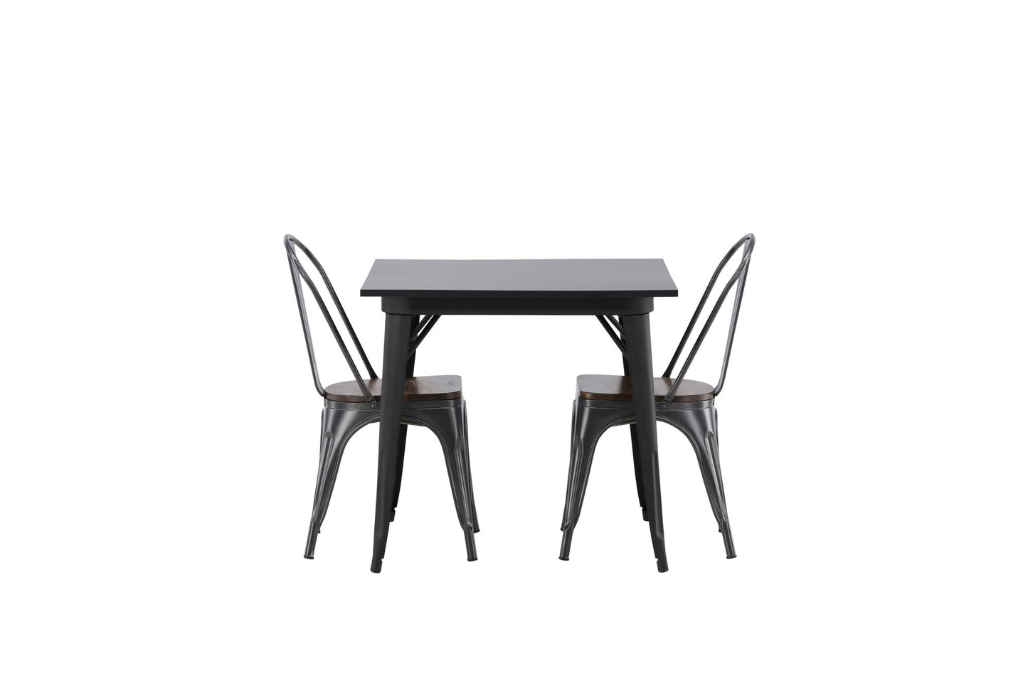 Tempe spisebord - sort / sort MDF +Tempe spisestol - mørkegrå / mørkebrun MDF _2