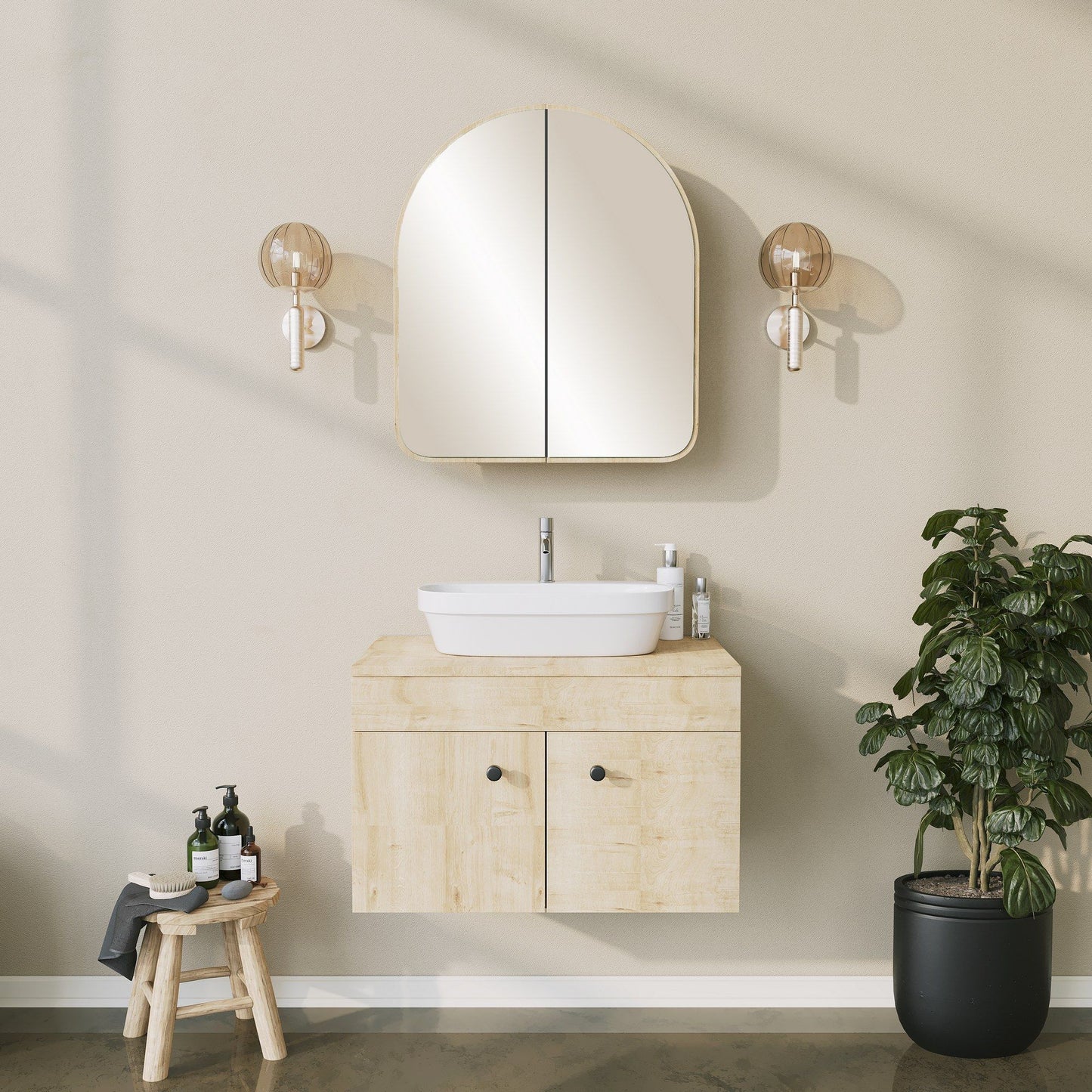 Hope Cabinet - Beige - Badeværelsesskab med spejl