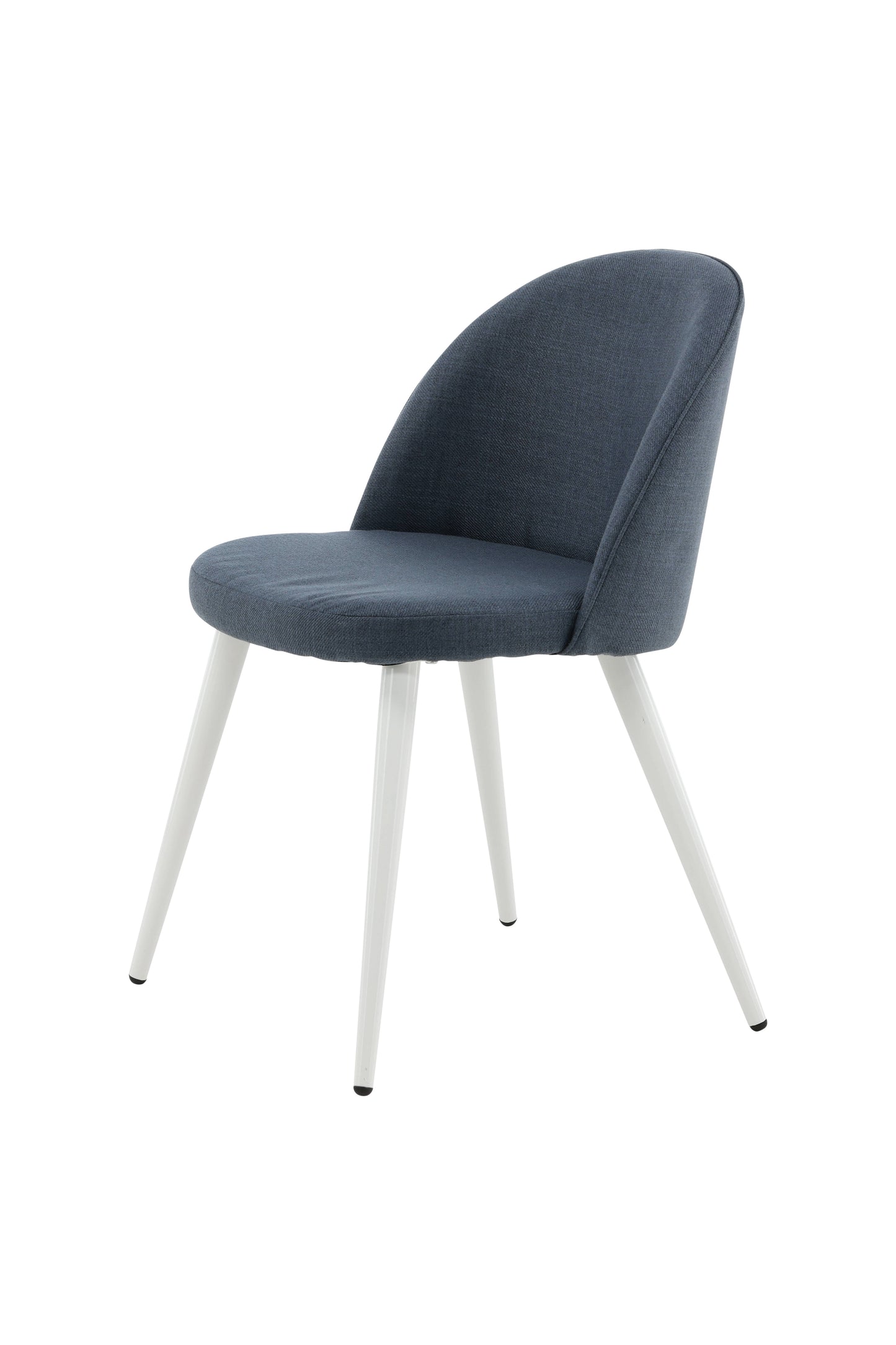 Venture-Design | Esszimmerstuhl aus Velours - Weiße Beine - Blauer Stoff