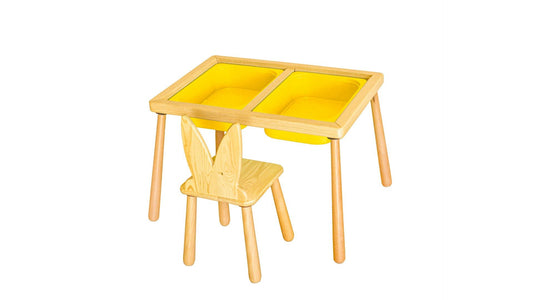 Bord og stol - Gul - Bordsæt til børn