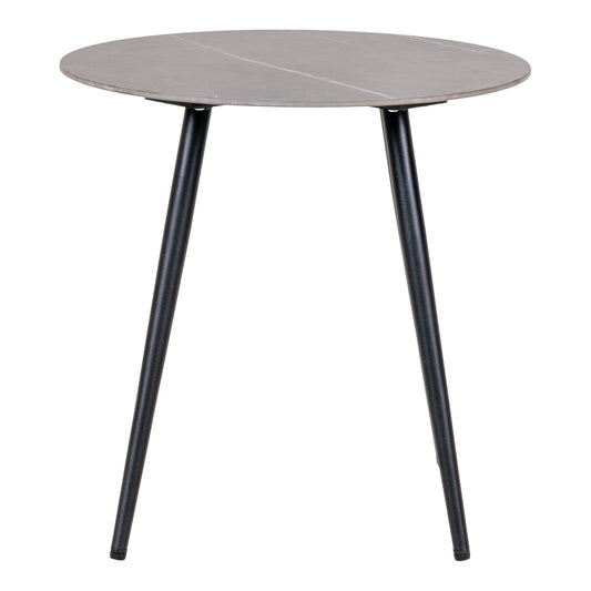 Lazio Sidebord - Sidebord med keramik bordplade, grå med sorte ben, Ø45 cm