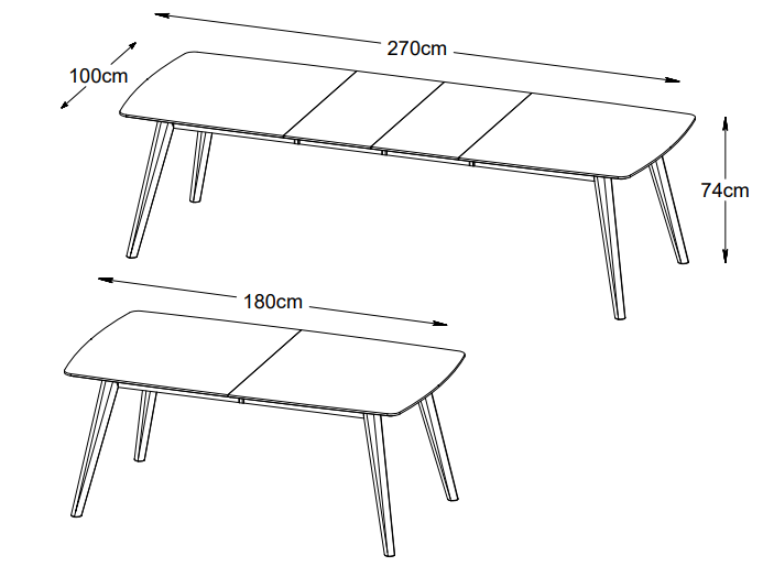 Einzigartige Möbel | Rho-Esstisch - 100X180/270Cm
