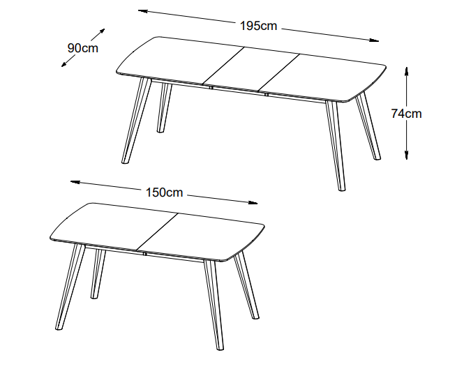 Einzigartige Möbel | Rho-Esstisch - 90X150/195Cm