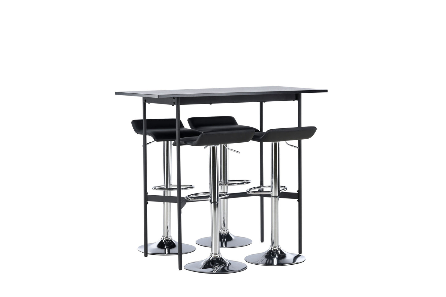 Rax Bar Table 120*60 - Sort / sort MDF +Jonna bar stol - Kromet stål / sort stof _4