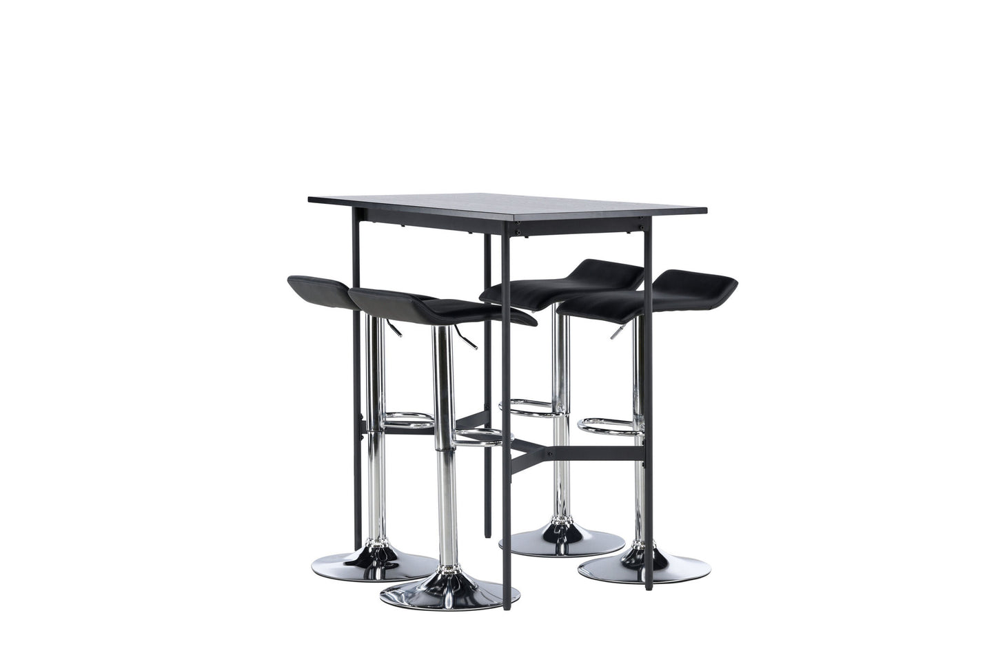 Rax Bar Table 120*60 - Sort / sort MDF +Jonna bar stol - Kromet stål / sort stof _4