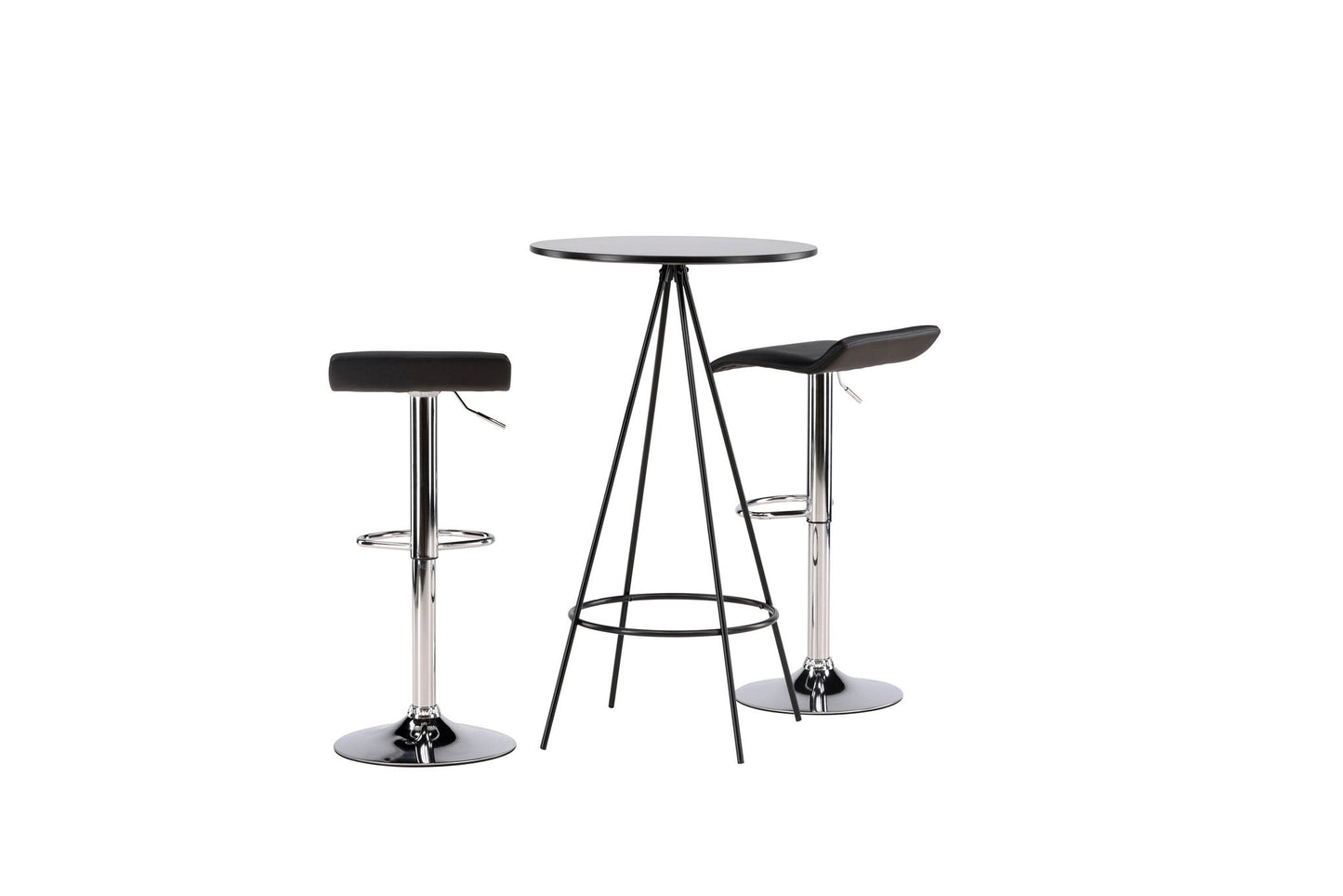 Bistro Bar Table φ60 - Sort / MDF med finer +Jonna barstol - Kromet stål / sort stof _2