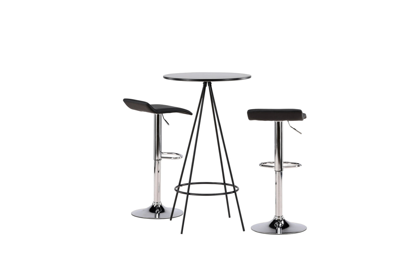 Bistro Bar Table φ60 - Sort / MDF med finer +Jonna barstol - Kromet stål / sort stof _2