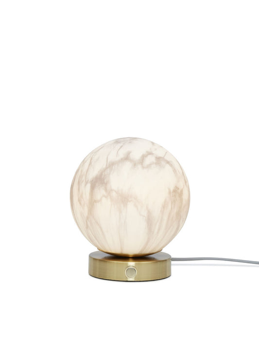 Tischlampe Glas/Eisen Carrara-Kugel, weißer Marmordruck/Gold