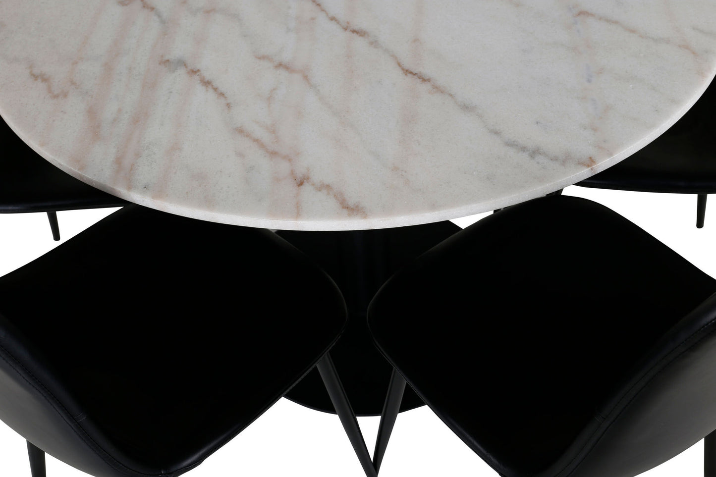 Estelle rundt Spisebord - Sort / Hvid marmor - ø106*H75+ Polar Spisebordsstol - Sort