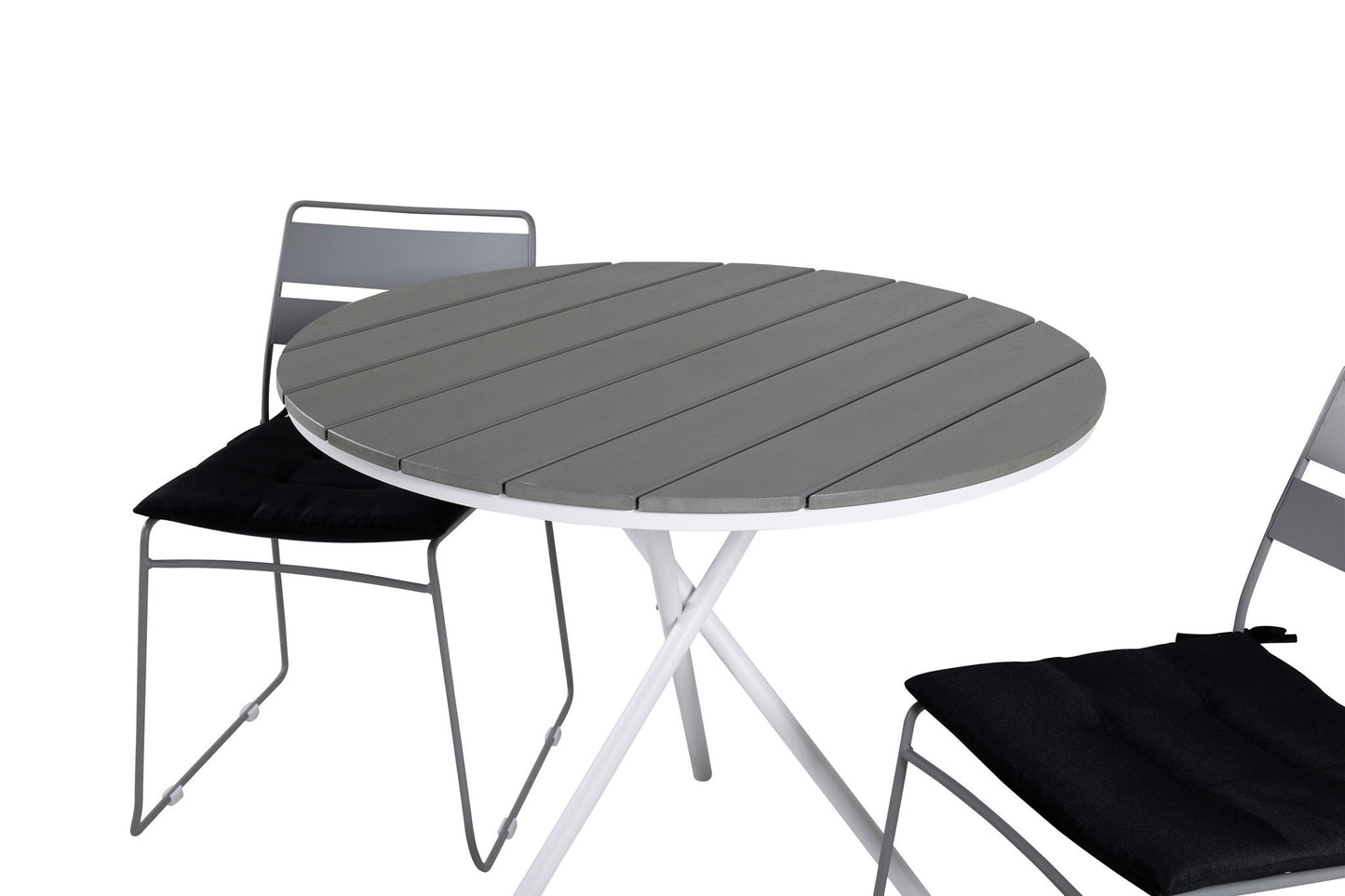 Parma - Cafébord, ø90 - Hvid/Grå+Lia Spisebordsstol - Grå