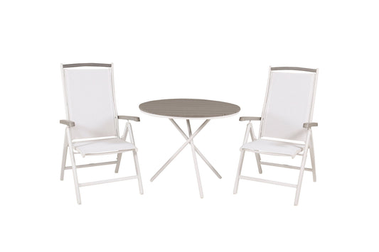 Parma cafébord ø90 - White Alu / Grey Aintwood+Albany Chair 5:pos - White Alu /