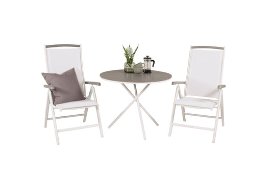 Parma cafébord ø90 - White Alu / Grey Aintwood+Albany Chair 5:pos - White Alu /
