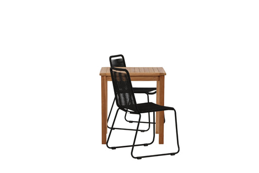 Kenya - Spisebord, Natur - Teak - 70*70cm Lidos Stabelbar stol - Sort Alu / Sort Reb