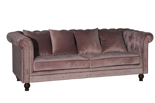 Velour 3-personers sofa - Dusty Pink