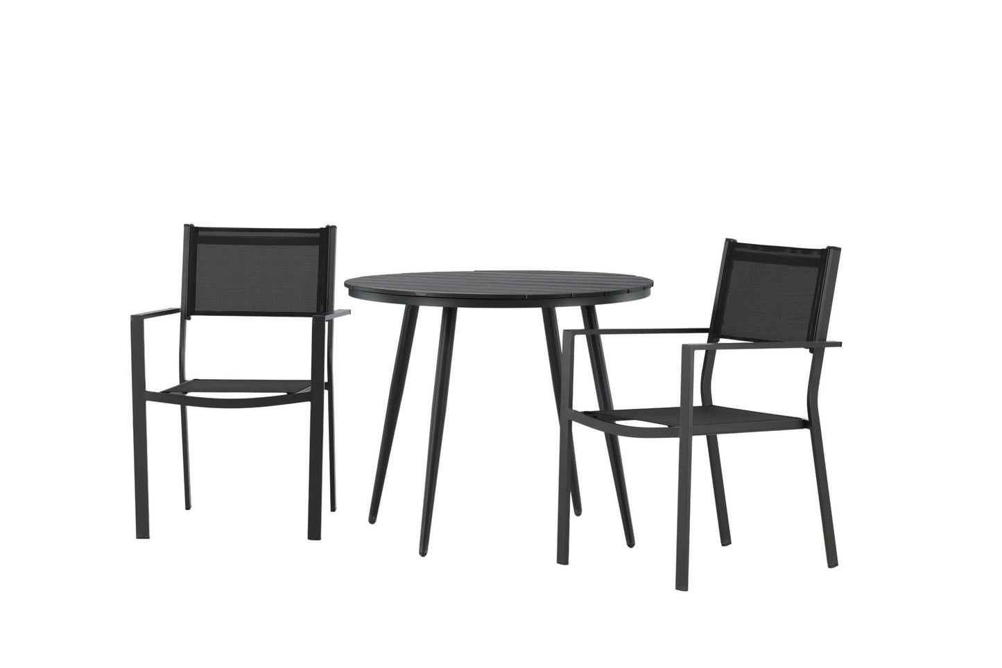Break - Spisebord, Rundt - Sort - Alu / Nonwood - 90ø Copacabana Stabelbar stol - Sort