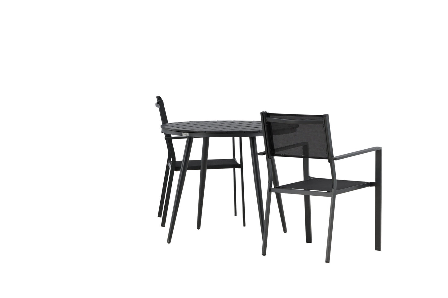 Break - Spisebord, Rundt - Sort - Alu / Nonwood - 90ø Copacabana Stabelbar stol - Sort