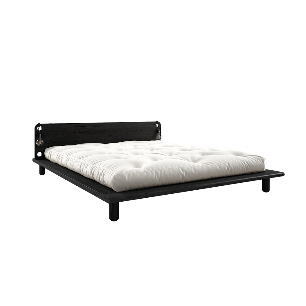 PEEK BED BLACK LACQUERED 160 X 200 W. 2 BED LAMPS-1