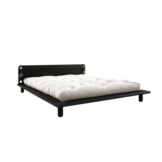 PEEK BED BLACK LACQUERED 180 X 200 W. 2 BED LAMPS-1