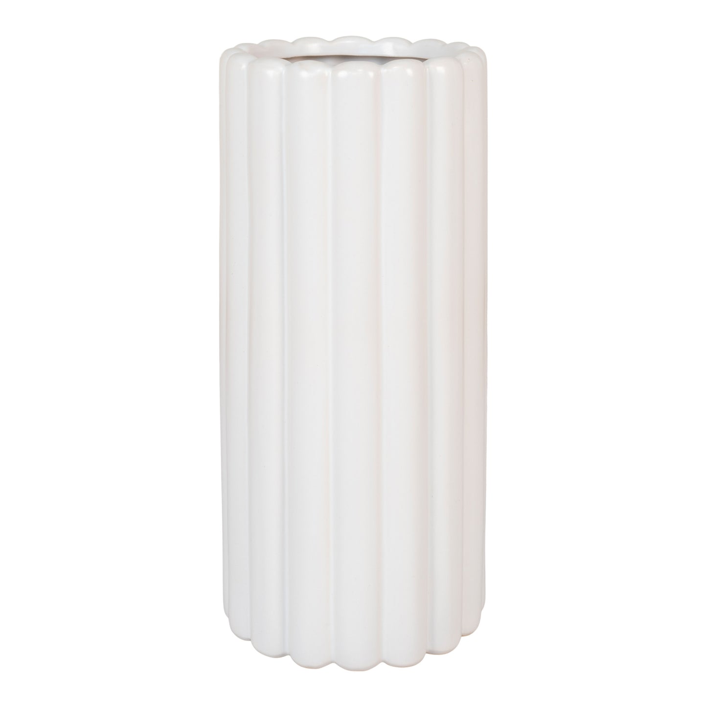 Vase - Vase i keramik, hvid, cylinder, Ø11x25 cm